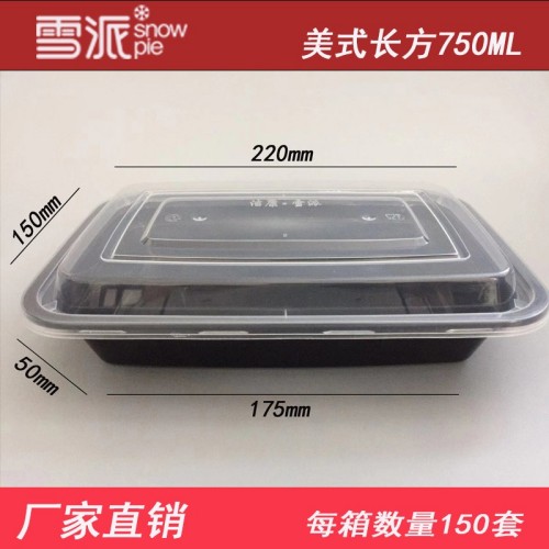 American-style rectangular PP meal box with insert tray