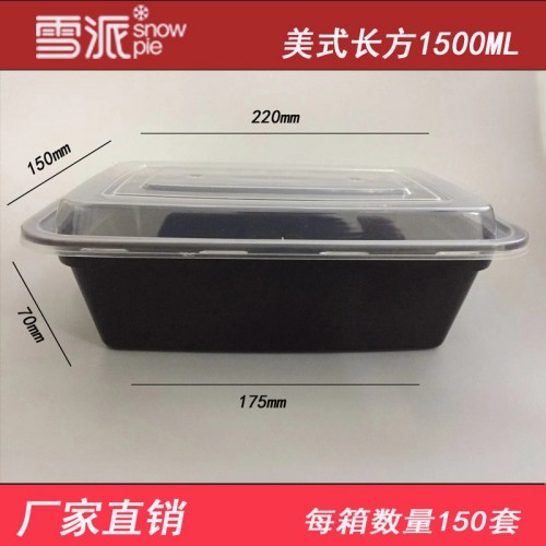 American-style rectangular PP meal box with insert tray