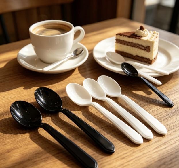 Black disposable PP soup spoon